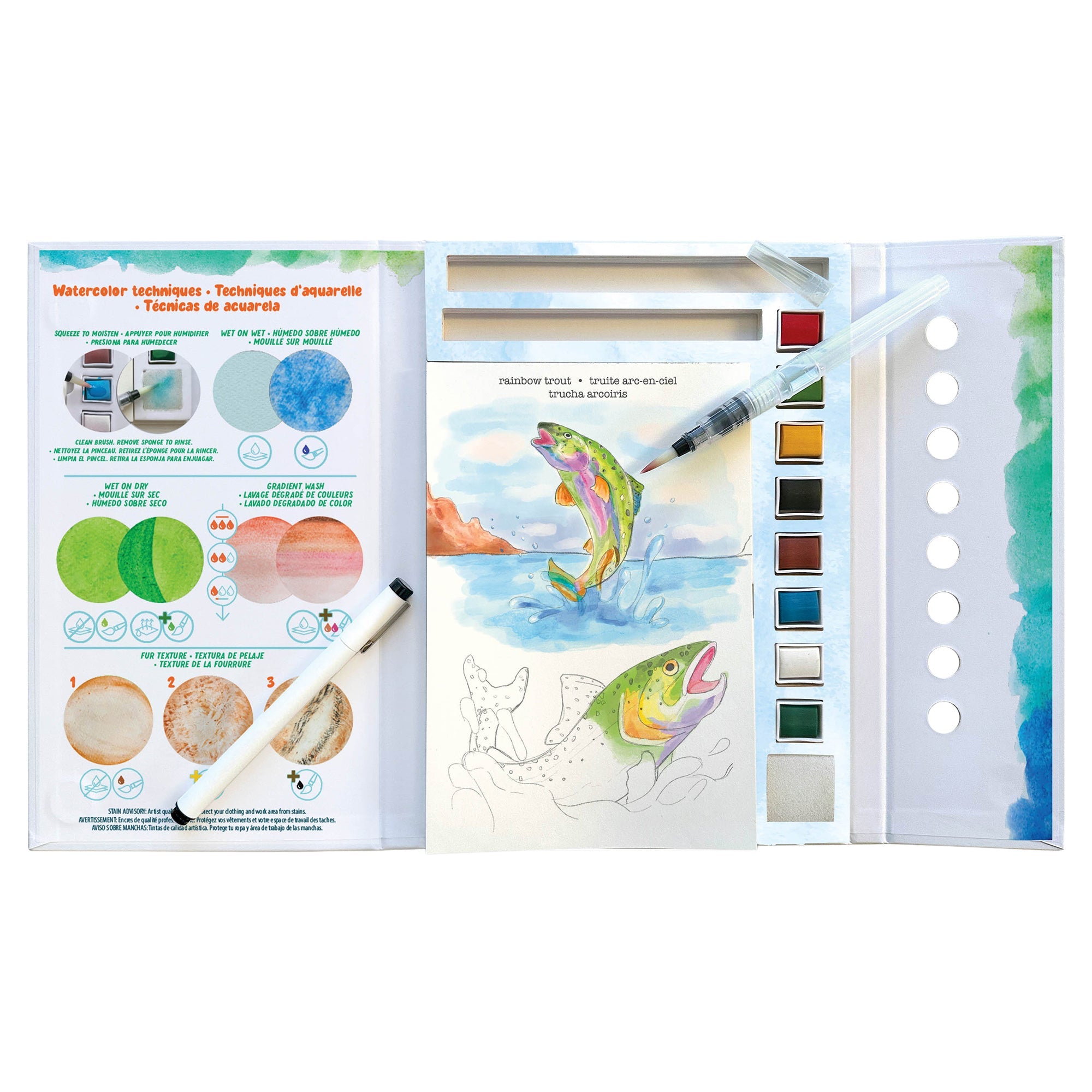 Bright Stripes Watercolor Field Journal Fauna — Art - Image 2