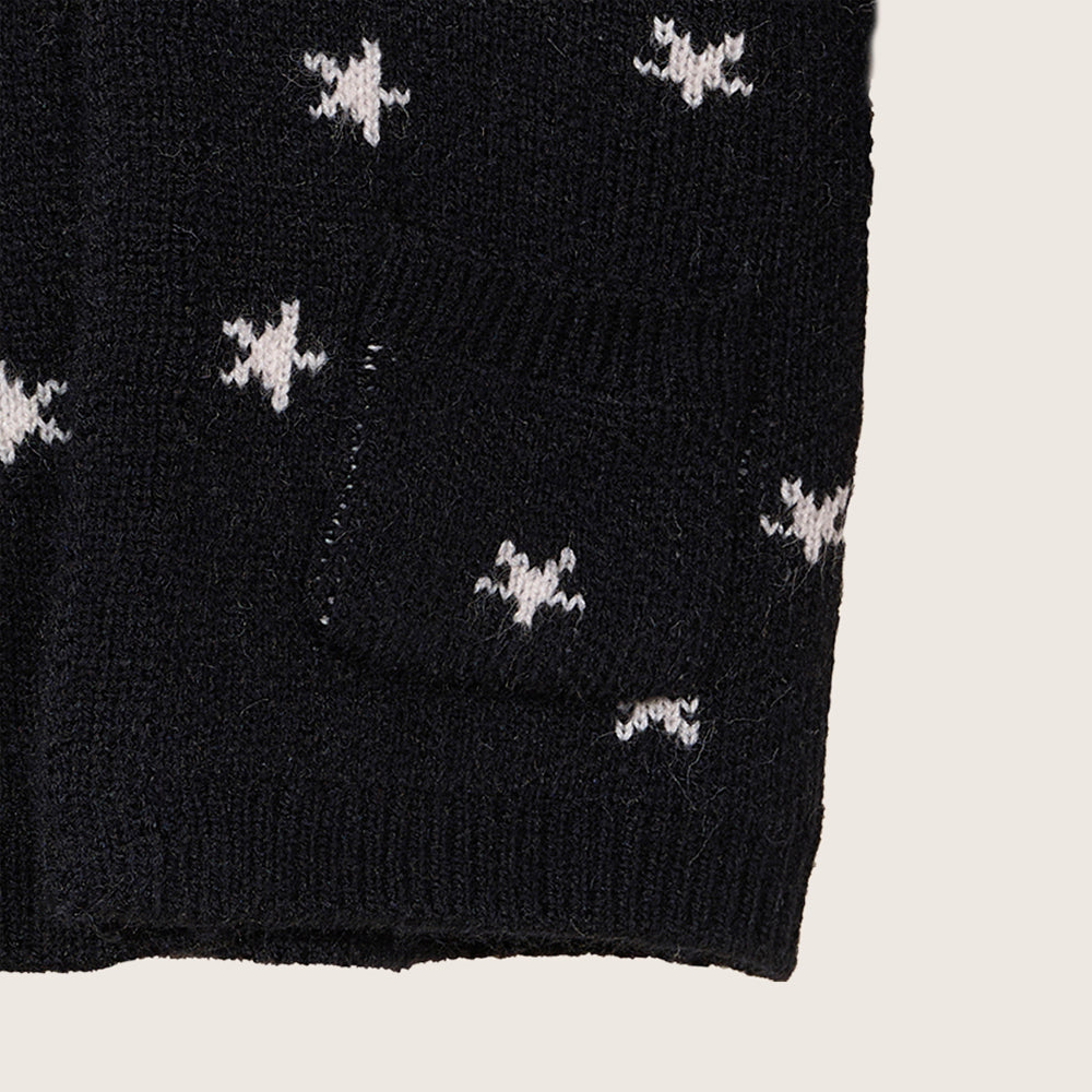 rise little earthling Hooded Jacquard Cardigan BBHSW03 - Anthracite Stars / 0-3m — Catalog Product - Image 2