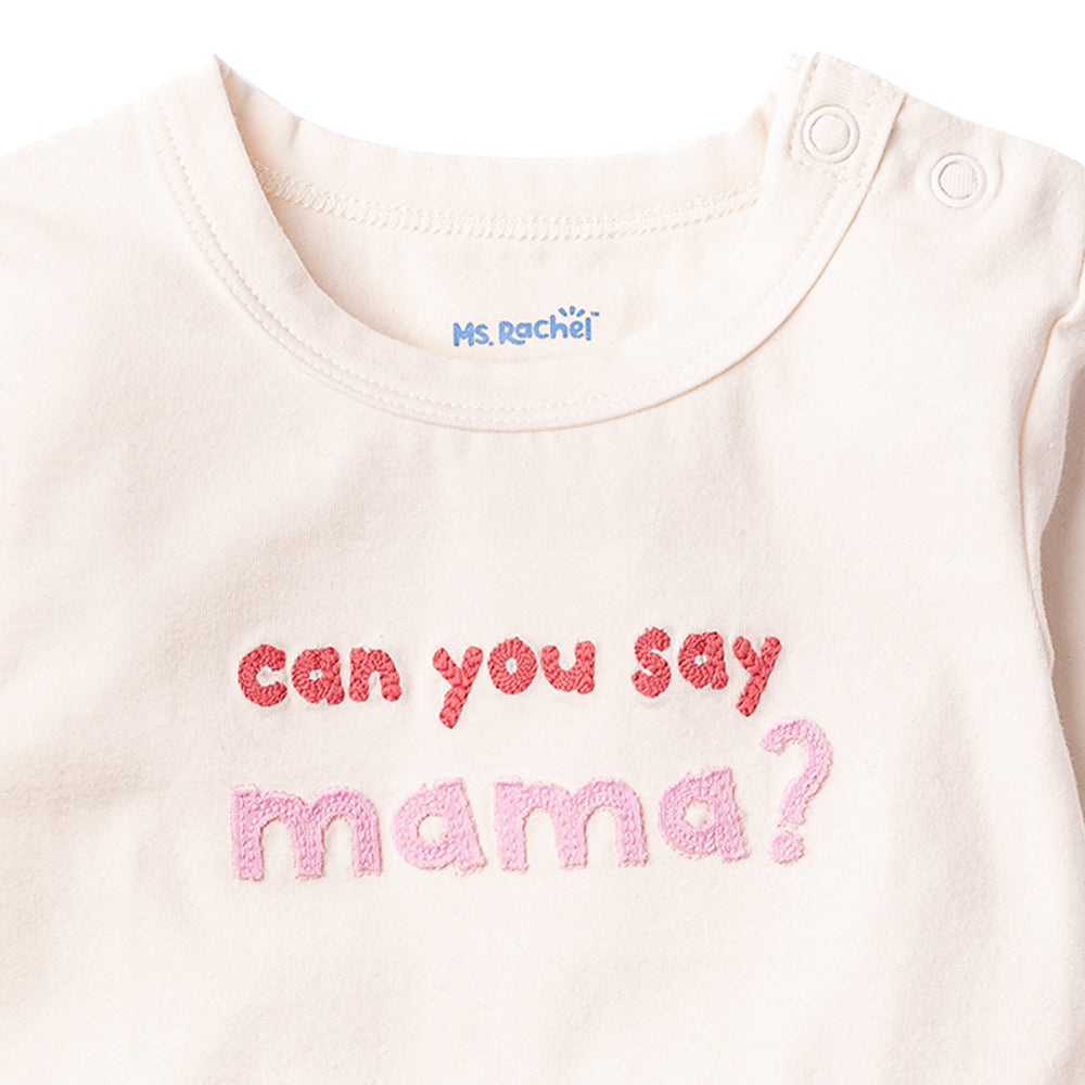 Ms.Rachel Long Sleeve Bodysuit - White/Blue / 3-6m — Print - Image 3