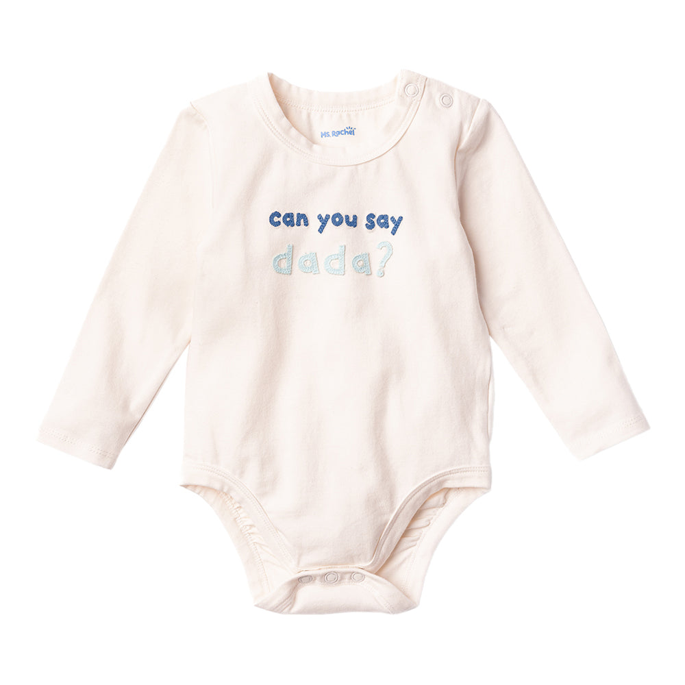 Ms.Rachel Long Sleeve Bodysuit - White/Blue / 3-6m — Print - Image 4