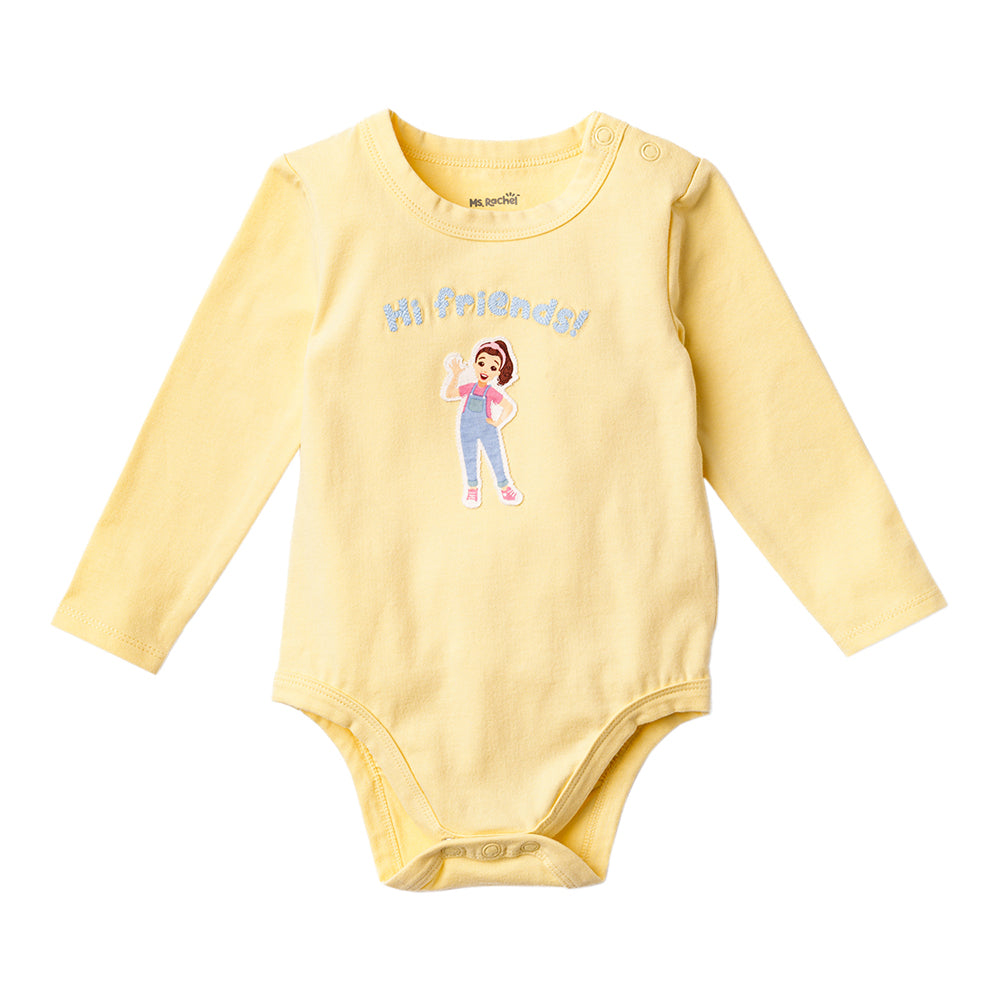 Ms.Rachel Long Sleeve Bodysuit - White/Blue / 3-6m — Print - Image 7