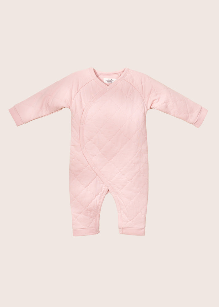 rise little earthling Quilted Wrap Romper - Pink / 0-3m