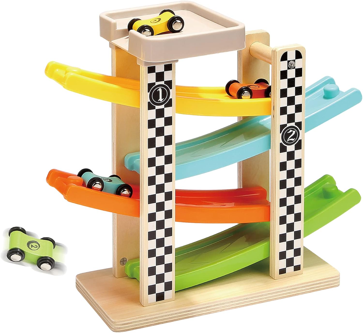 Top Bright Motor & Senses Wooden Ramp Racer with Mini Cars — Set