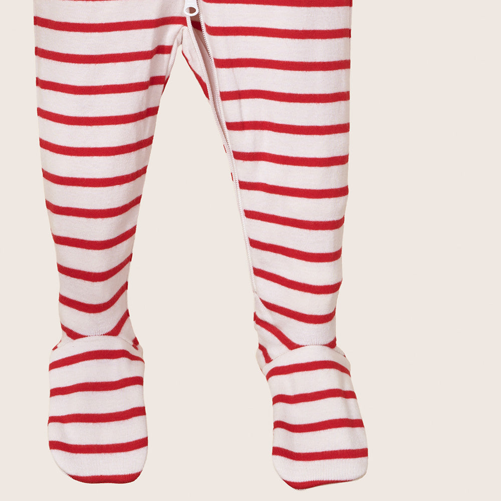 rise little earthling Holiday Sleeper BUHSL00 - Red Stripe / 0-3m — Diaper - Image 14