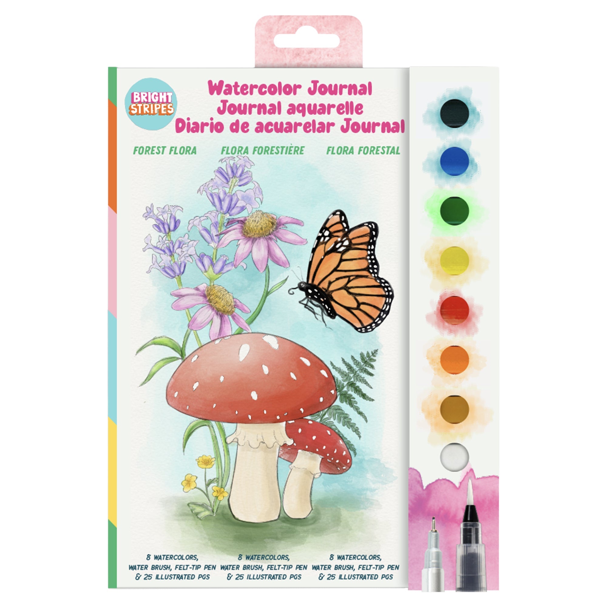 Bright Stripes Watercolor Field Journal Flora — Art