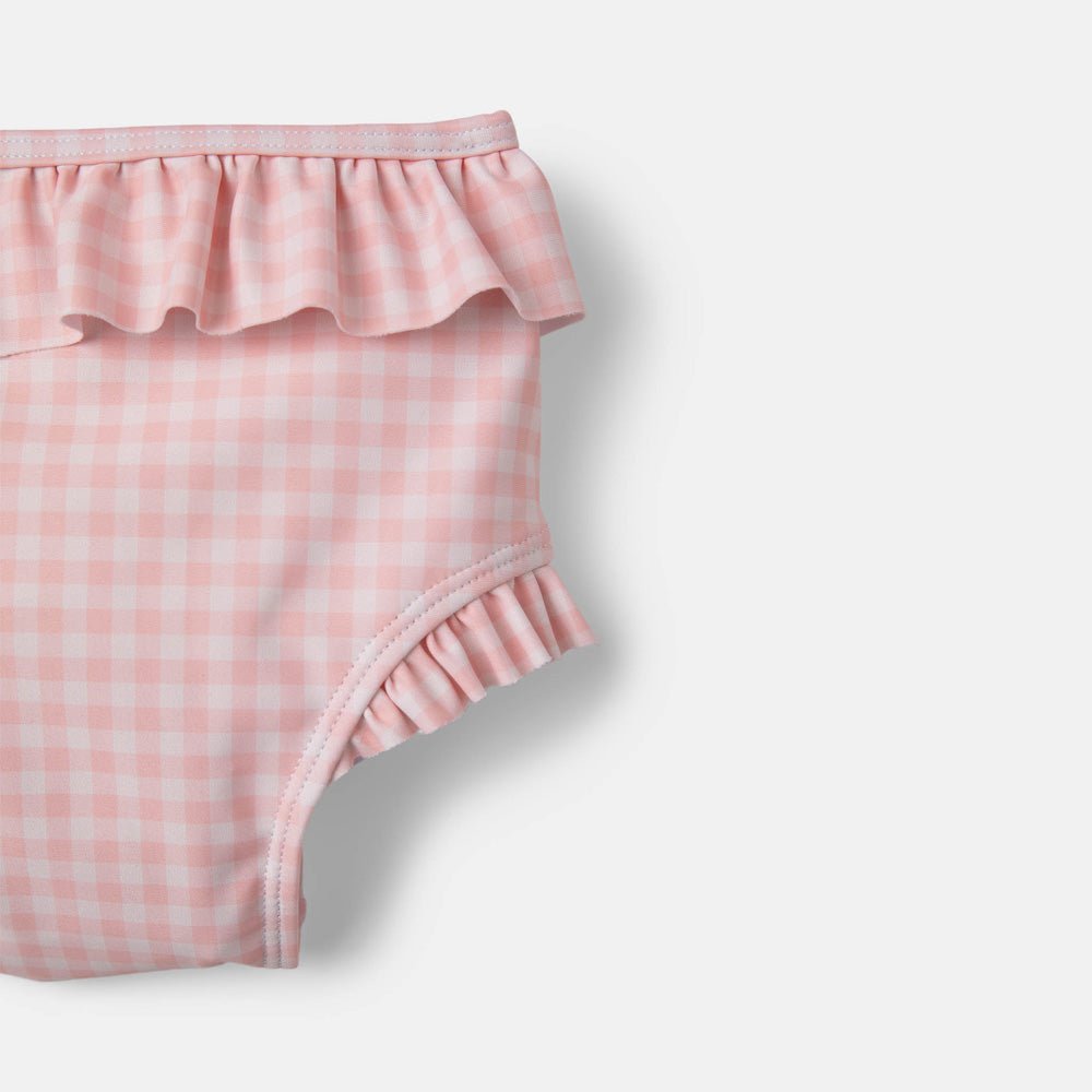 rise little earthling Ruffle Bow 2-pc Bathing Suit - Peach Gingham / 18-24m — Catalog Product - Image 3