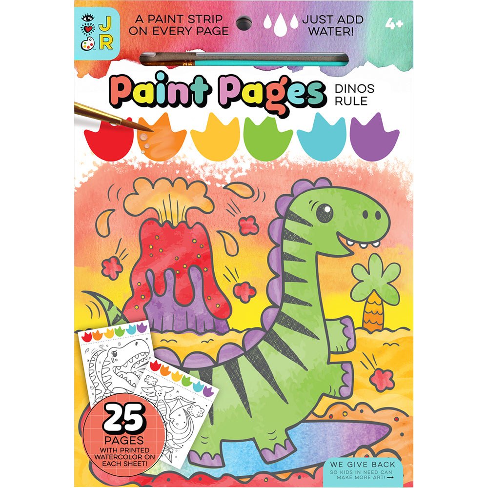 Bright Stripes Paint Pages Dinos Rule — Art