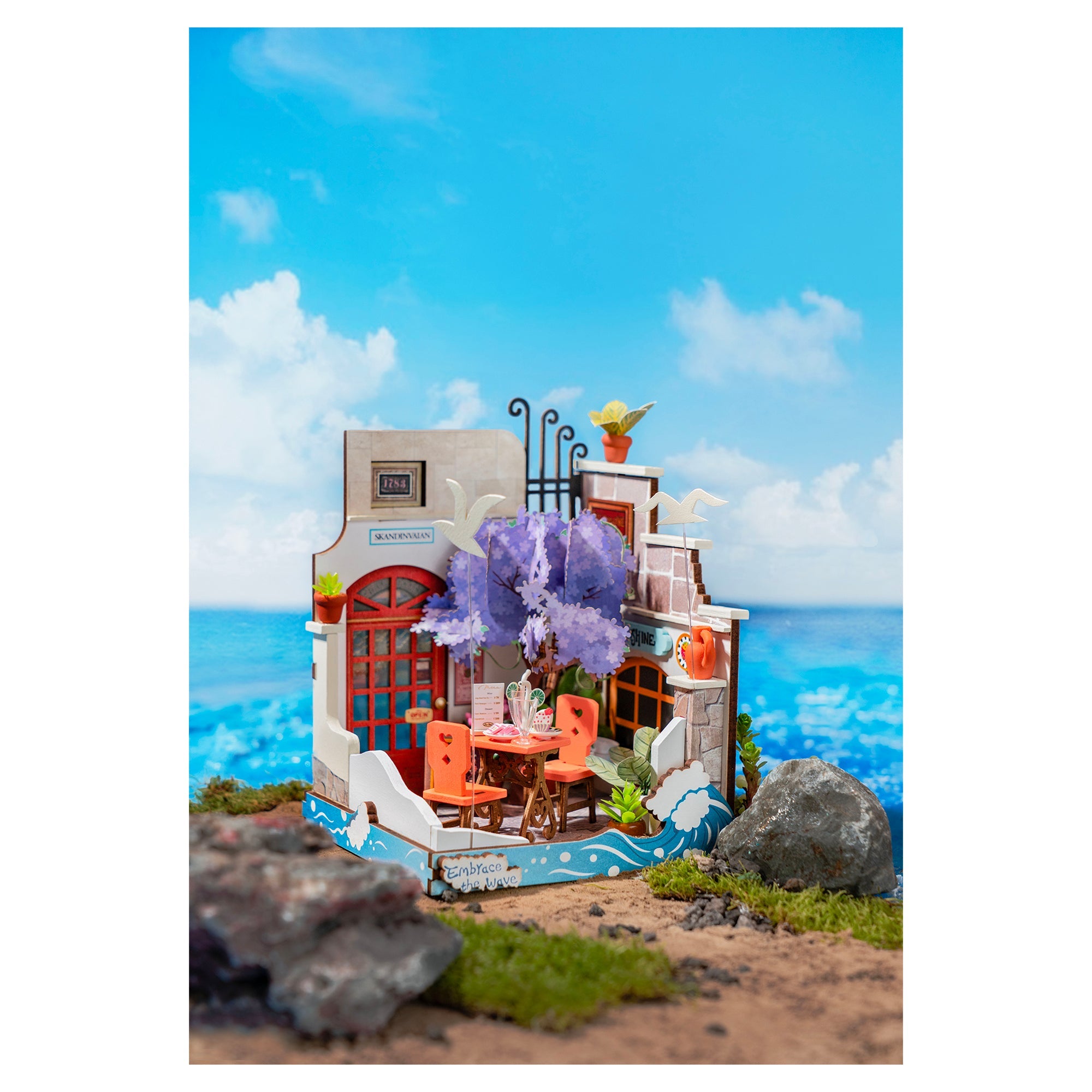 Rolife Sea Holiday Restaurant DIY Miniature House Model Kit — Art - Image 3