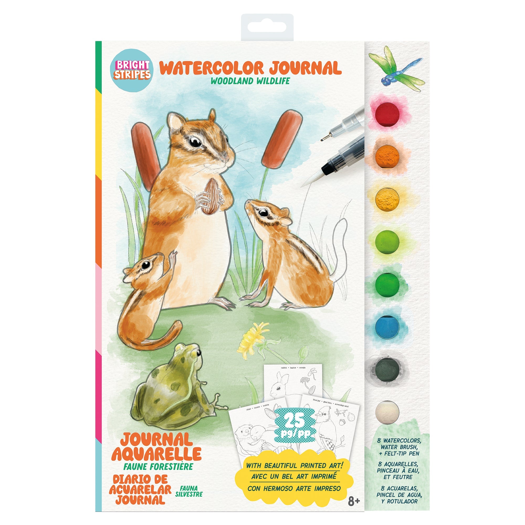 Bright Stripes Watercolor Field Journal Fauna — Art