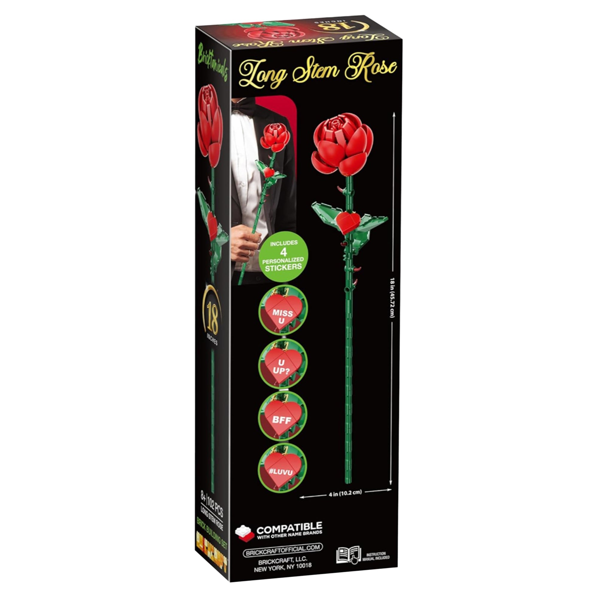 Brick Craft Bricktanicals For Brick Lovers Red Rose - 102 Pieces — Set - Image 2
