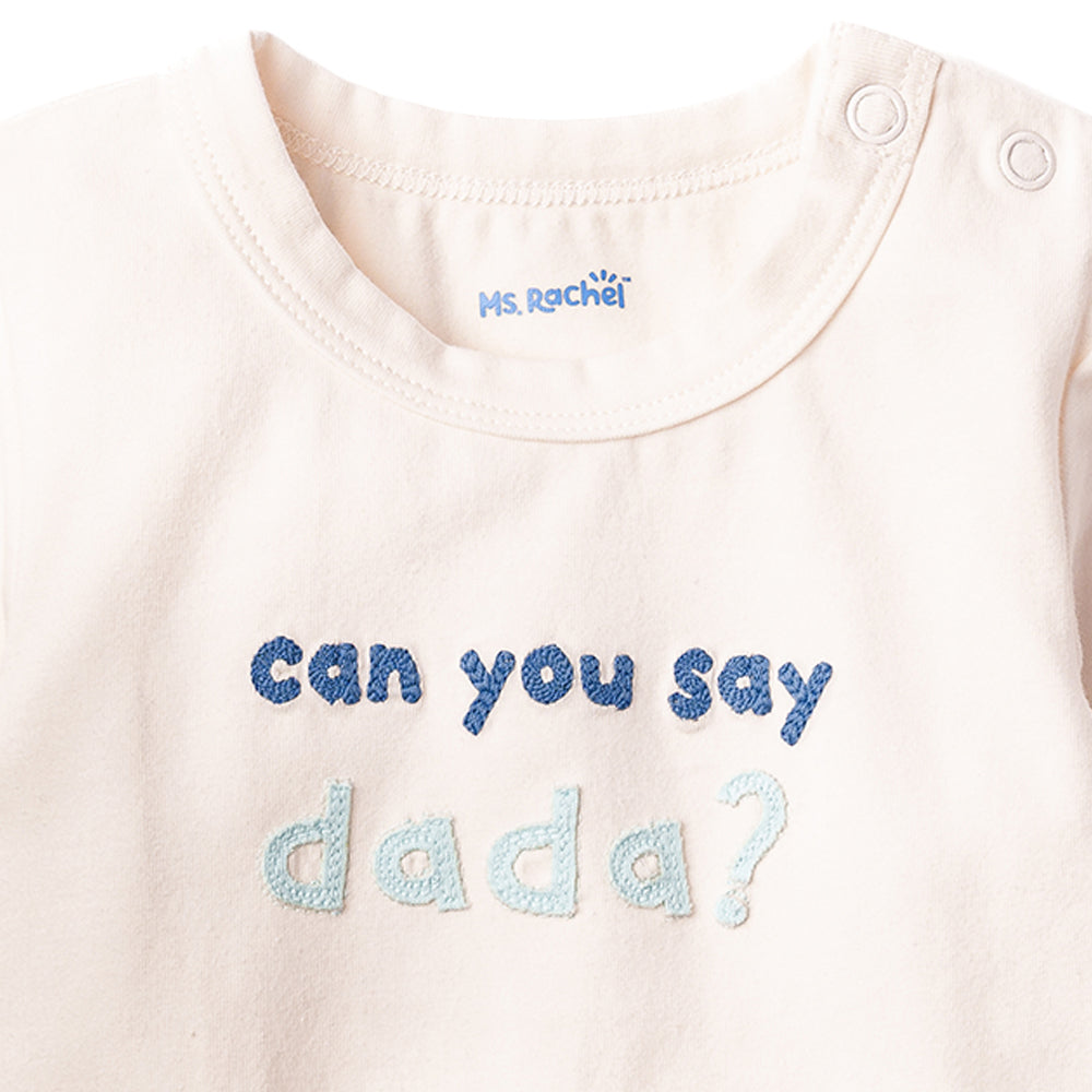 Ms.Rachel Long Sleeve Bodysuit - White/Blue / 3-6m — Print - Image 6