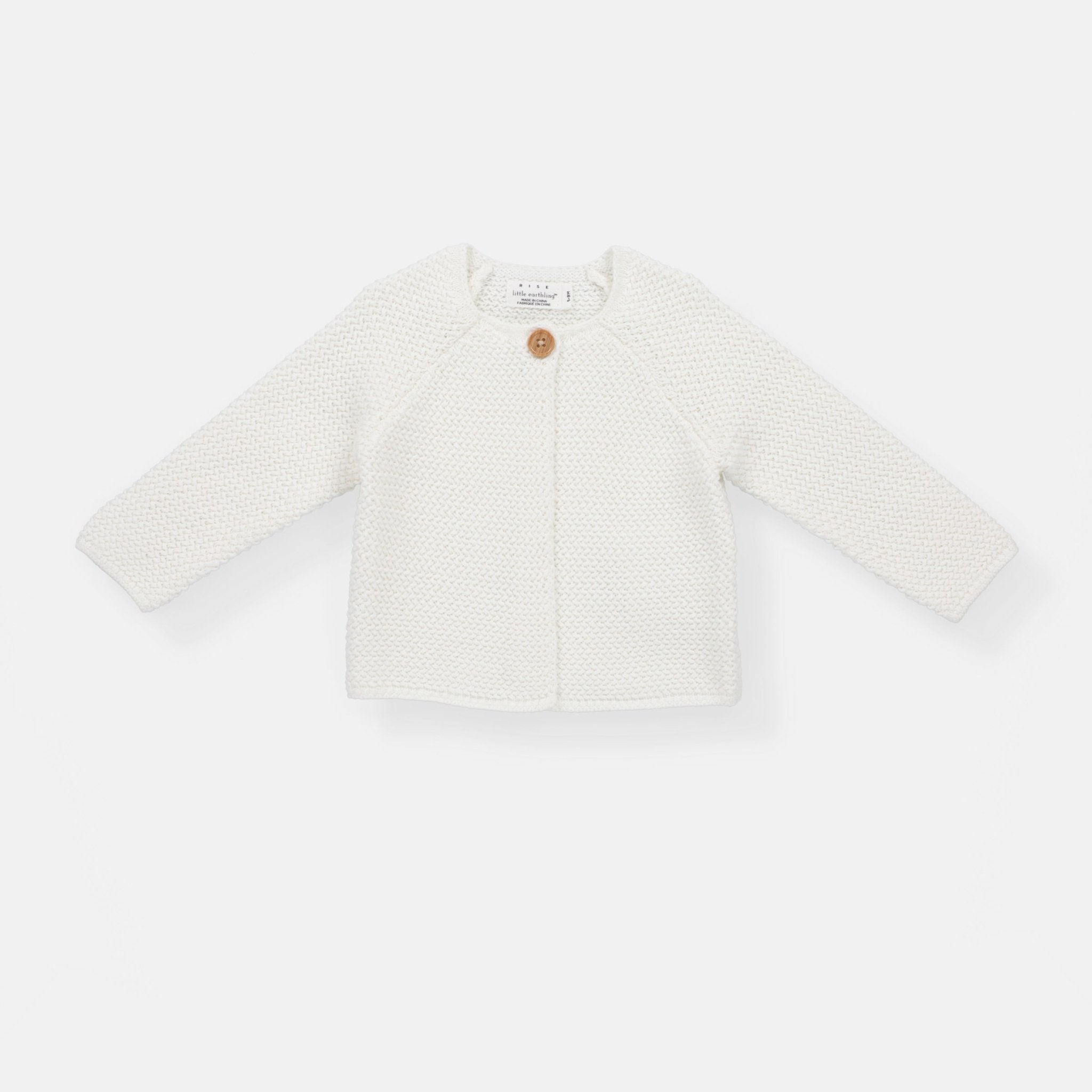 Rise Little Earthling Texture Knit Cardi - Antique White / 0-3m — Catalog Product