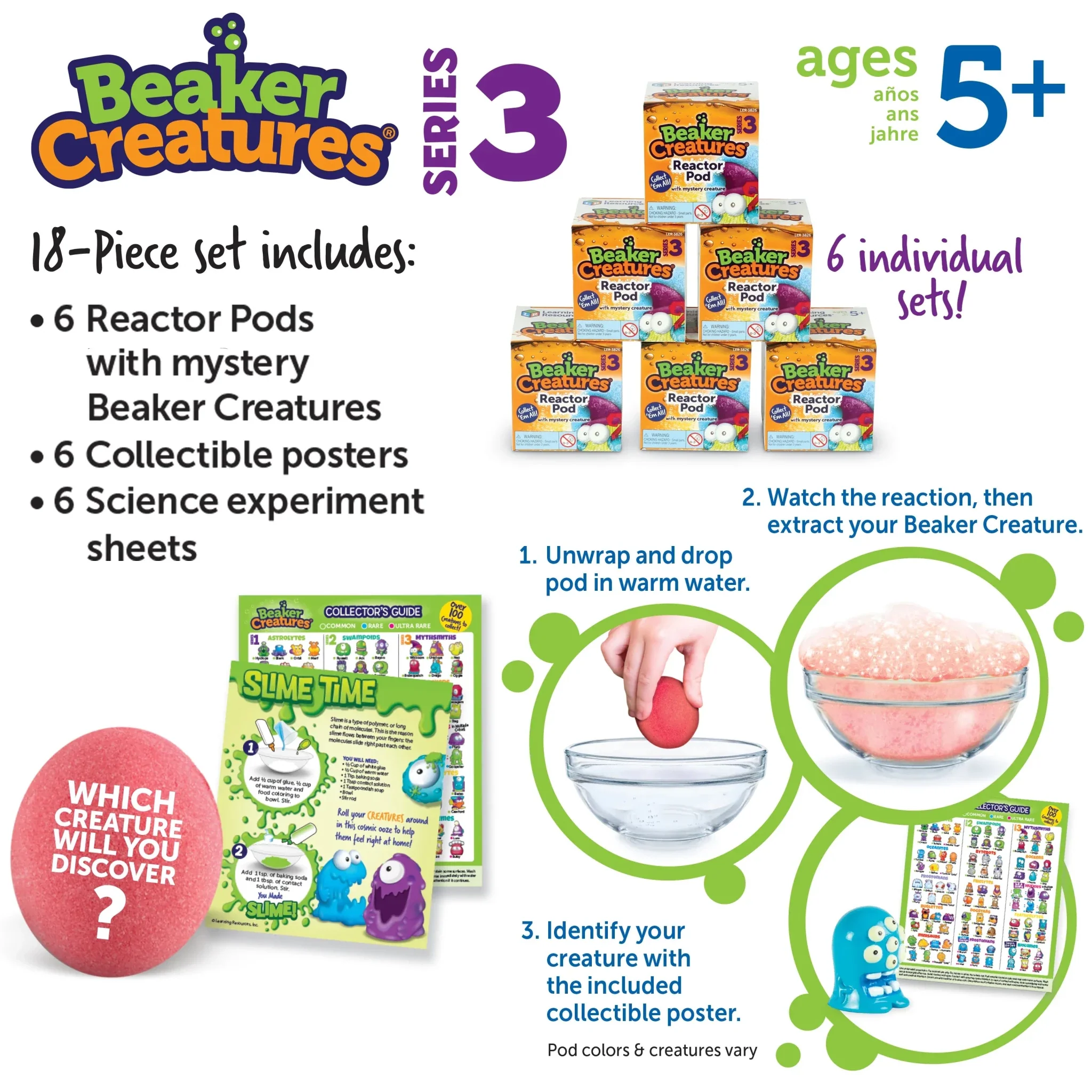 Learning Resources Beaker Creatures® 6-Pack Reactor Pods, Series 3 — Box - Image 4