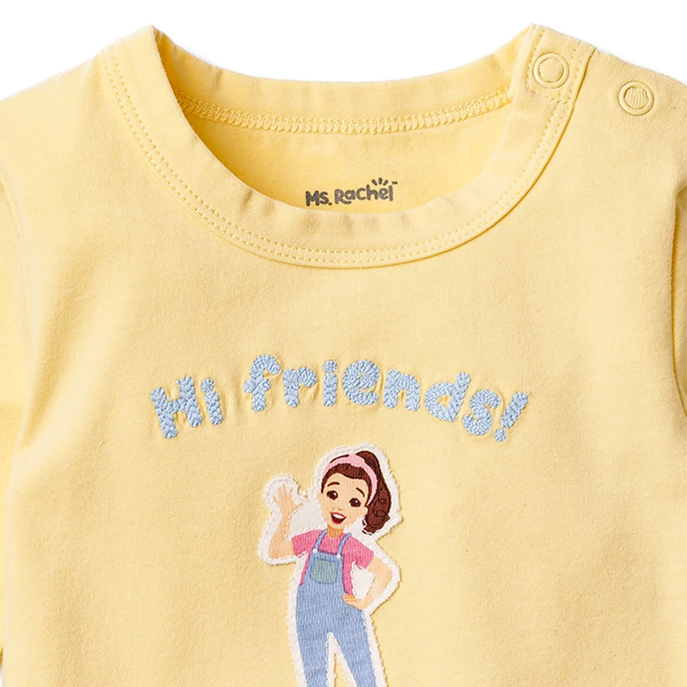 Ms.Rachel Long Sleeve Bodysuit - White/Blue / 3-6m — Print - Image 9