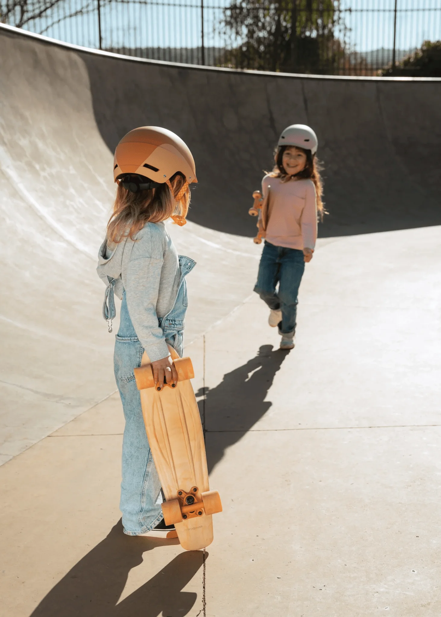 Coco Village Kids’ Pintail Cruiser Skateboard–Grapefruit Marble — Helmet - Image 2