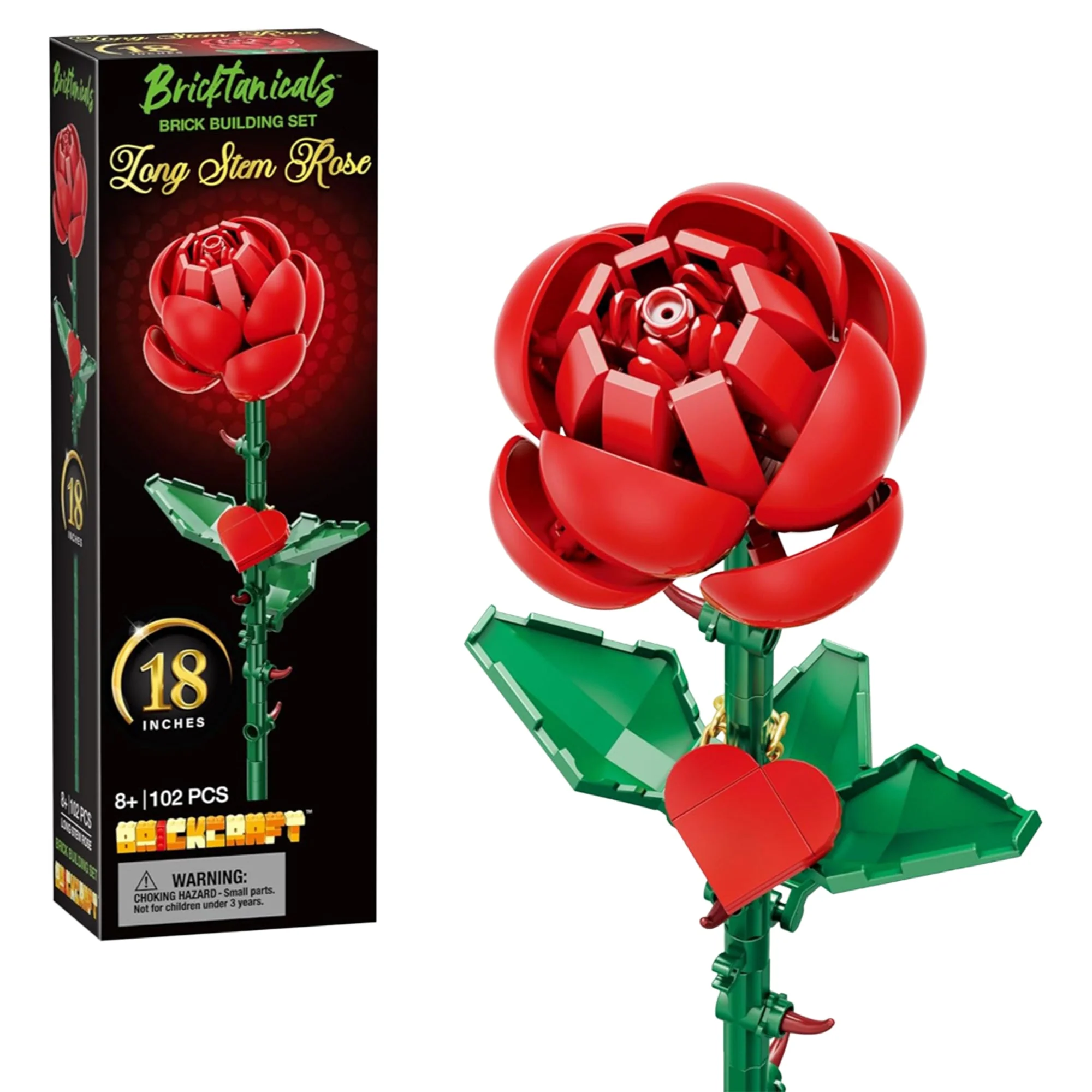 Brick Craft Bricktanicals For Brick Lovers Red Rose - 102 Pieces — Set
