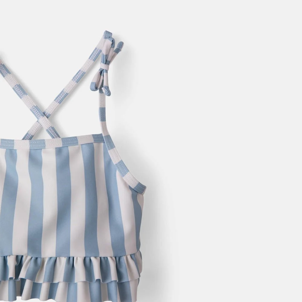 rise little earthling Ruffle Bow 2-pc Bathing Suit - Peach Gingham / 18-24m — Catalog Product - Image 5